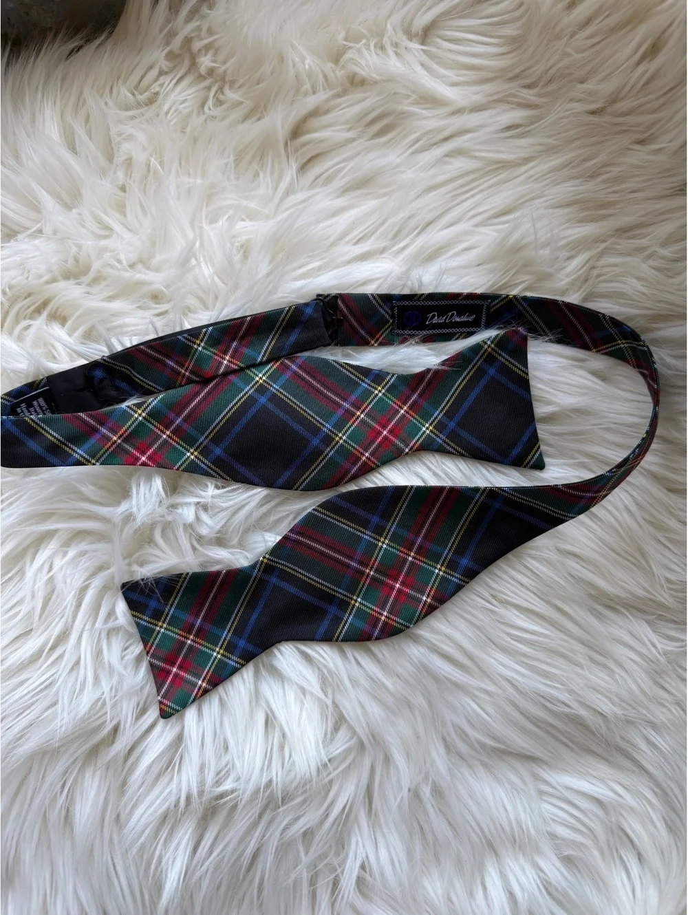 David Donahue Handmade Silk Bow Tie in Classic Plaid